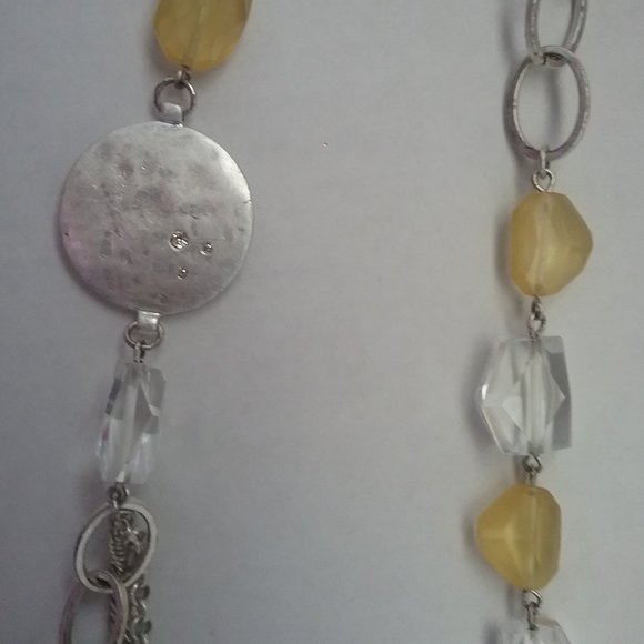 Kenneth Cole Chain Necklace Retro 1990s Silver Tone Metal & Glass - Picture 6 of 7